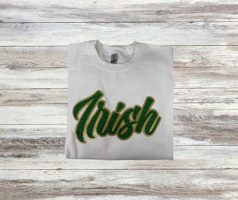 Irish Glitter GREEN Script Sweatshirt