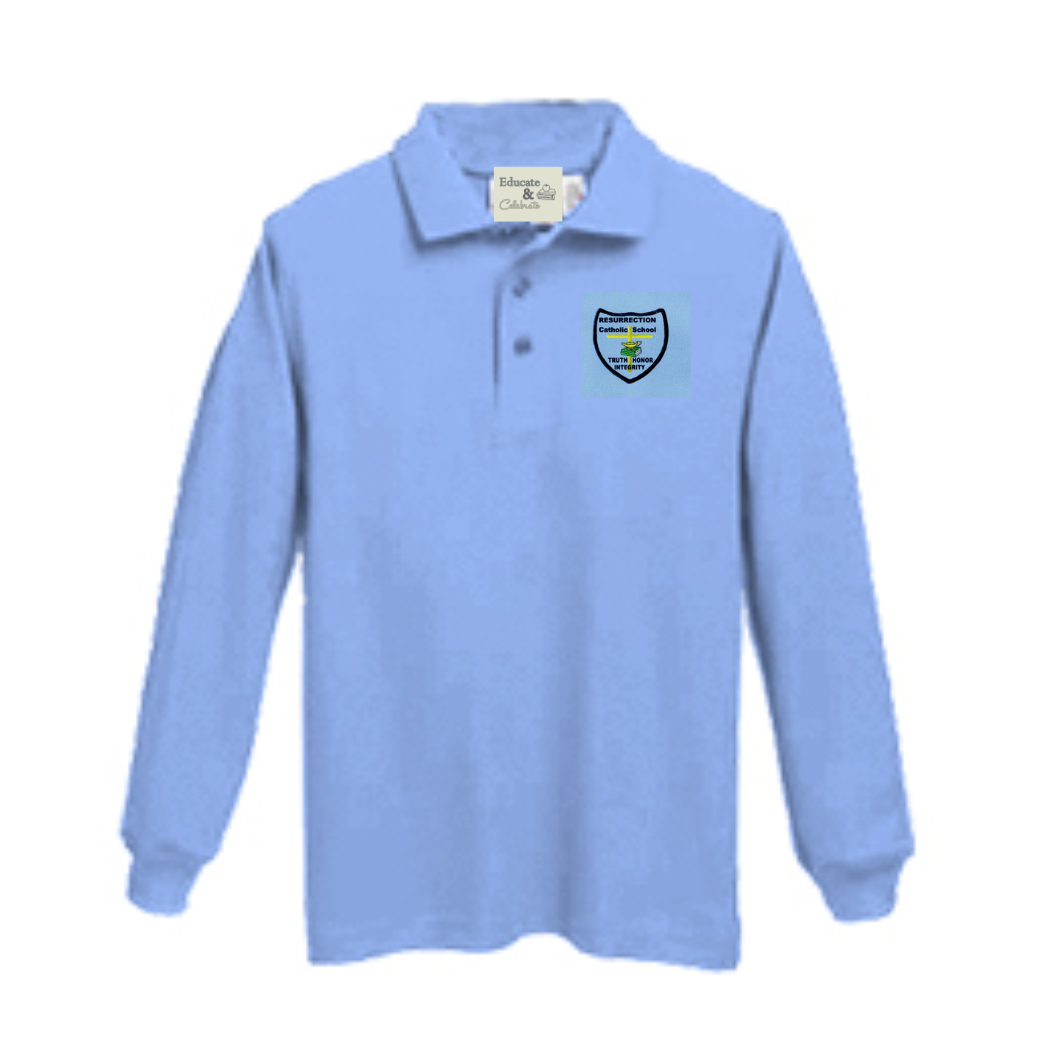 Resurrection Pique Polo Long-Sleeve Shirt (Unisex) (EMB Eld)