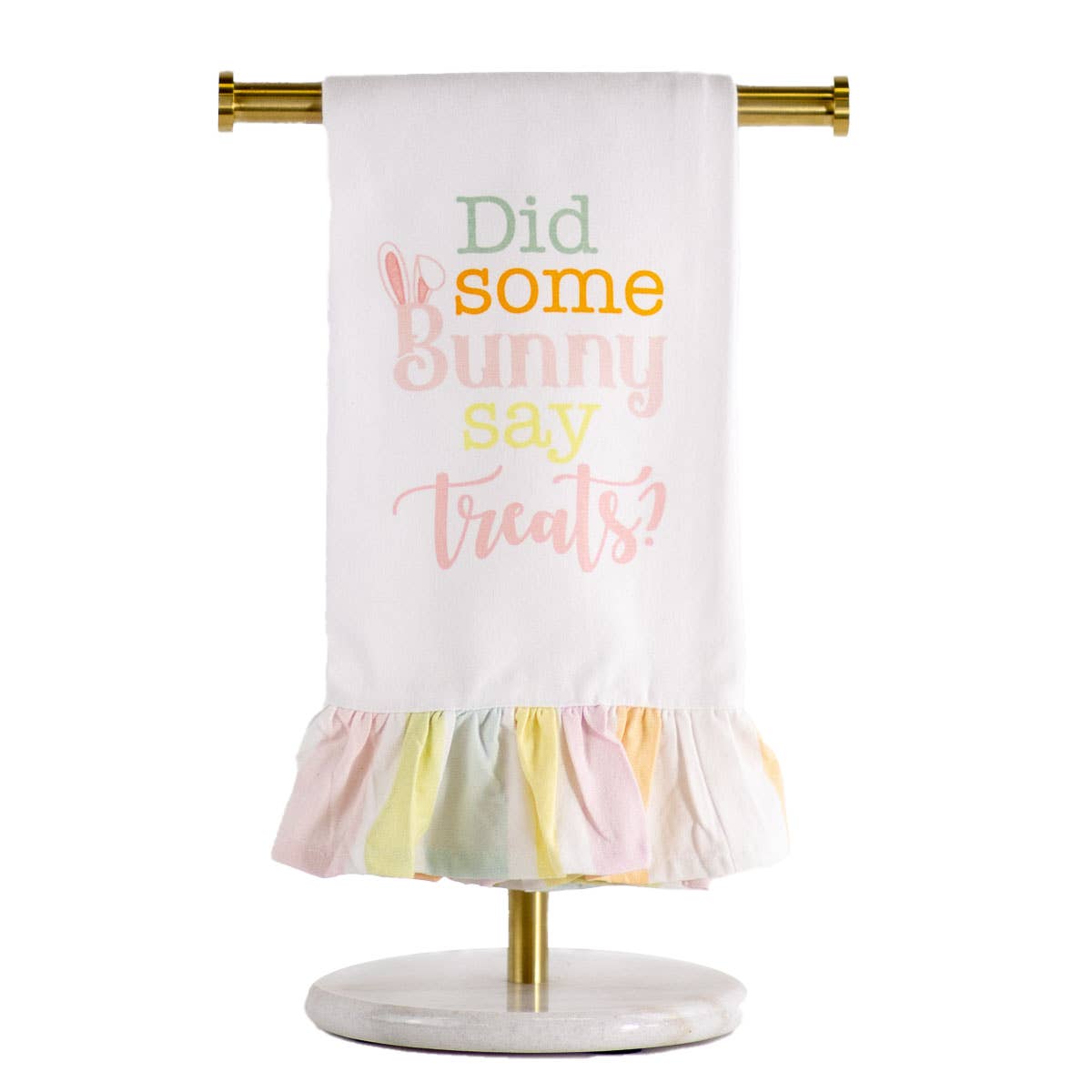 Bunny Say Treats Ruffle Hand Towel White/Multi 20x28