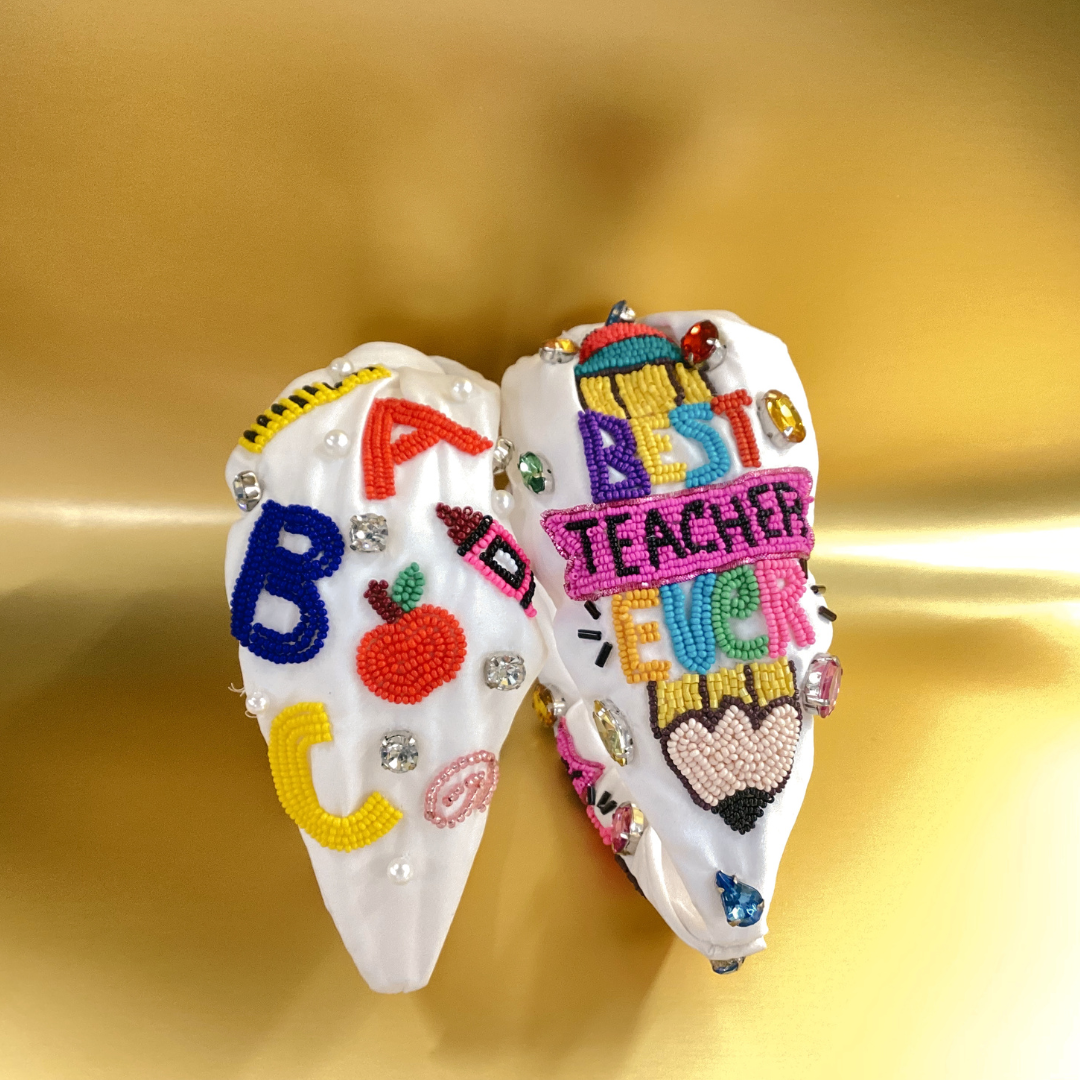 Beaded "Best Teacher" Knot Headband