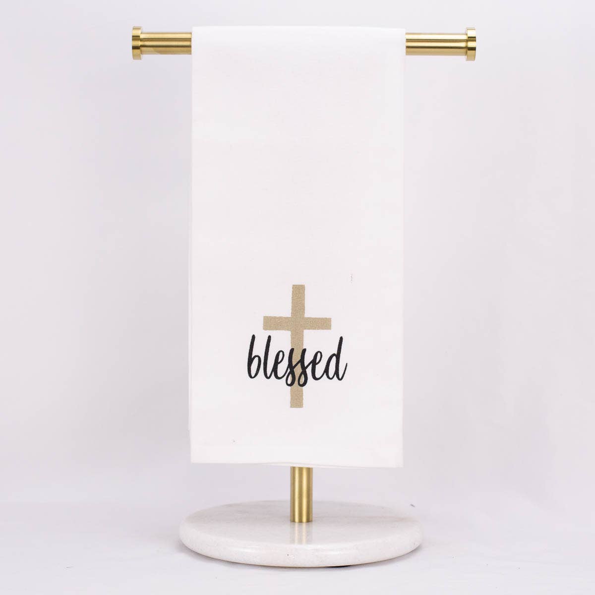 Blessed Hand Towel White/Taupe/Black 20x28