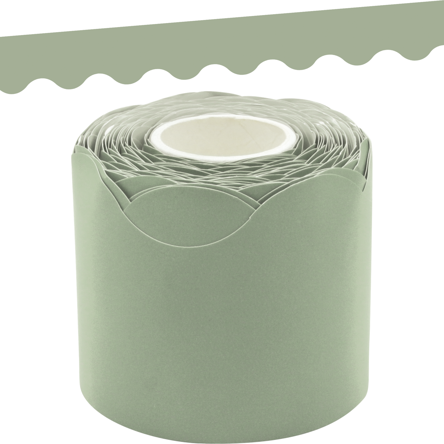 Sage Green Scalloped Rolled Border Trim