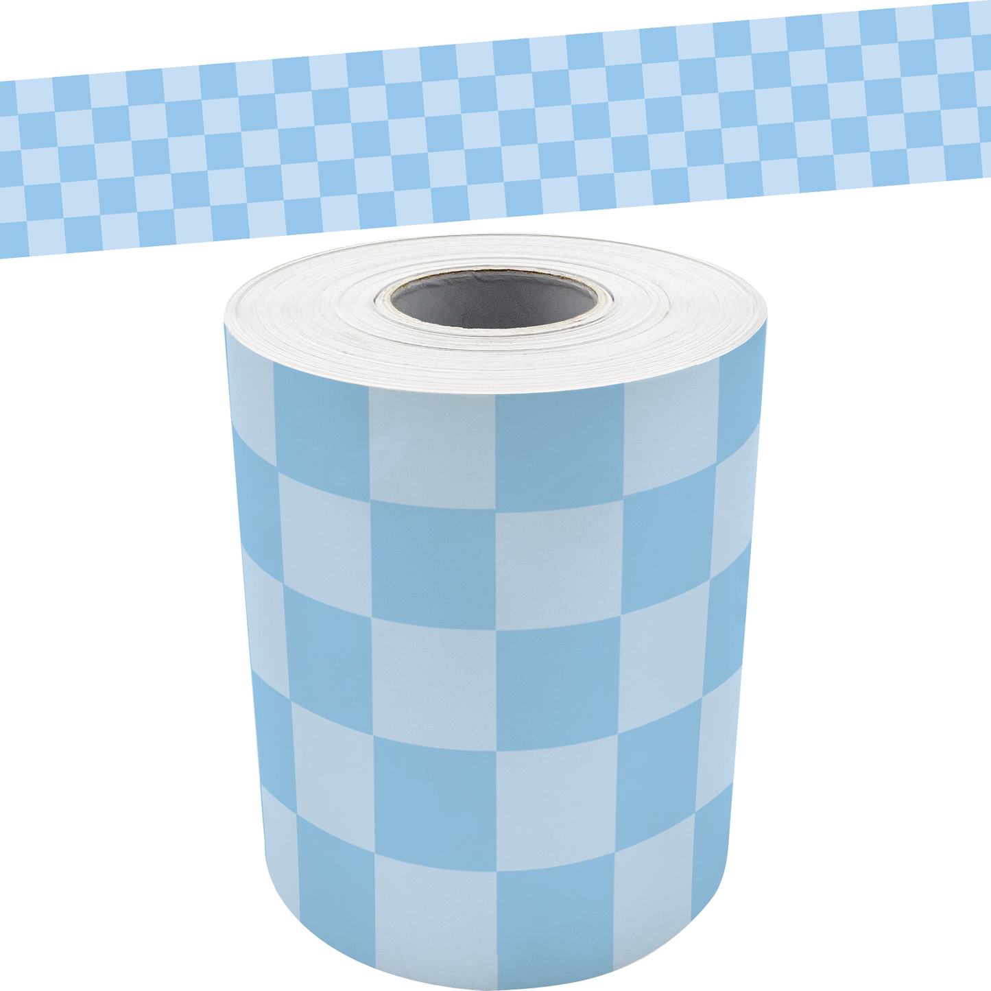 Cool for School Blue Checkers Straight Rolled Border Trim