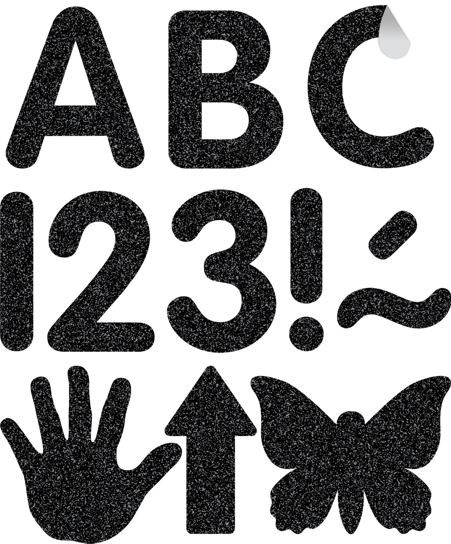 Black Glitz 2" Classic Self-Adhesive Letters Uppercase