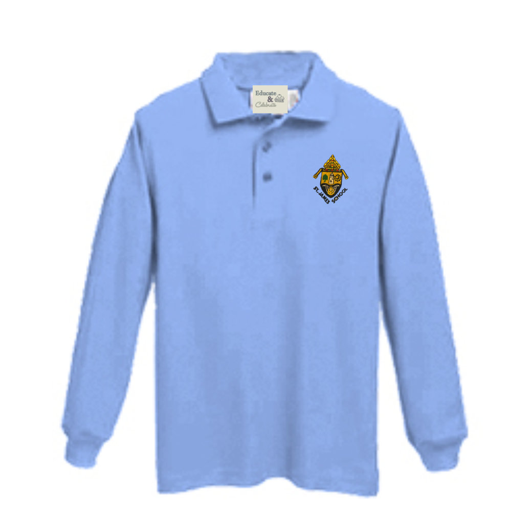 St. James Light Blue Knit Long-Sleeve Polo (Unisex)