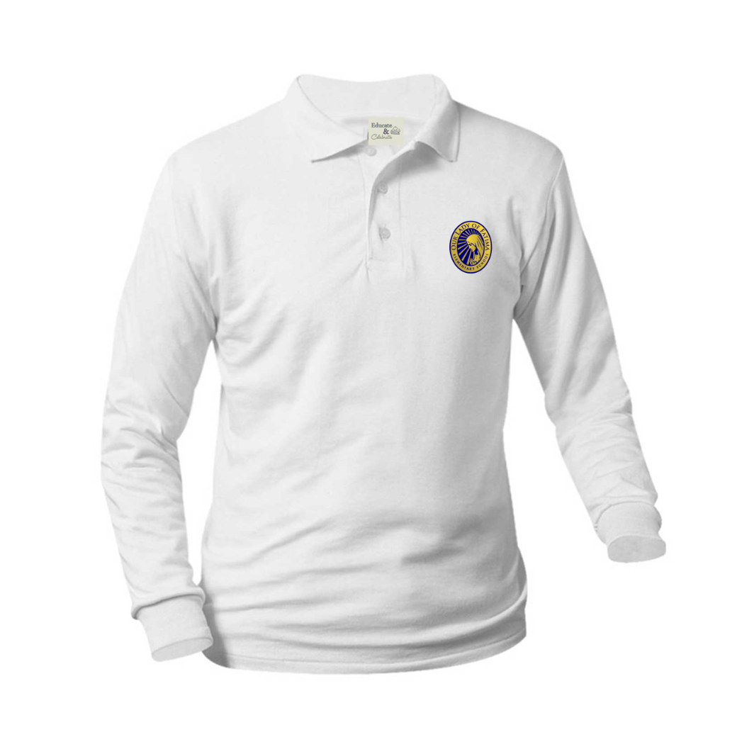 Fatima White Knit Long-Sleeve Polo (Unisex)