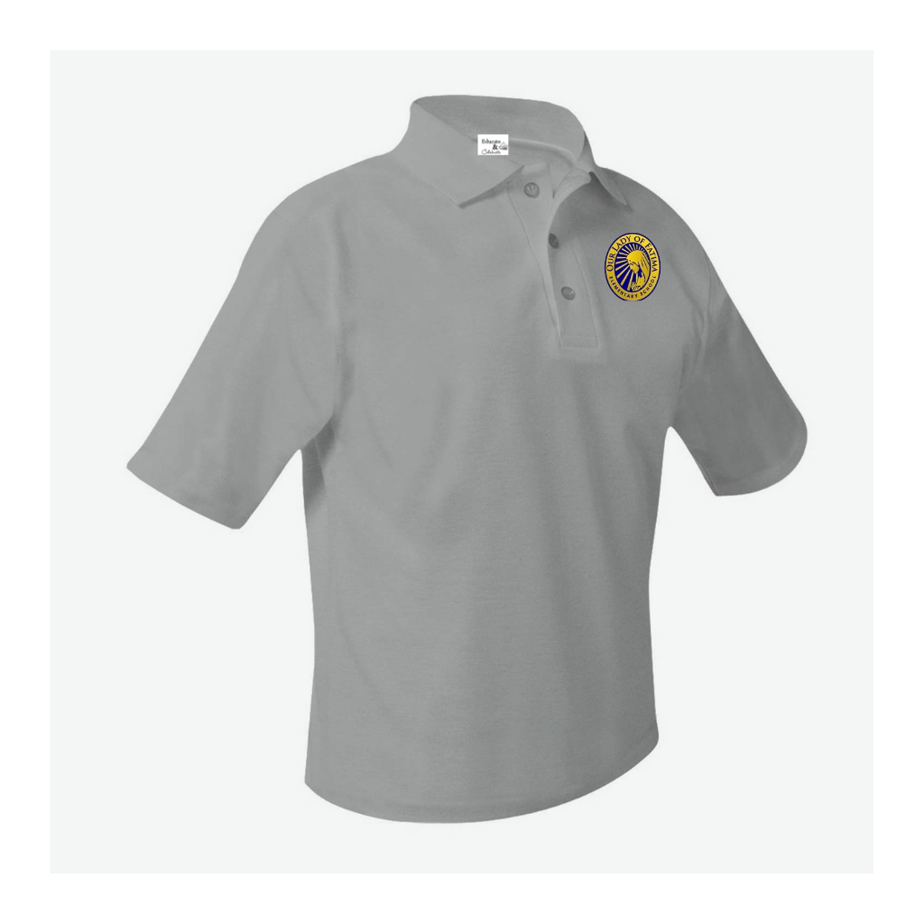 NEW Fatima Grey Pique Knit Short-Sleeve Polo