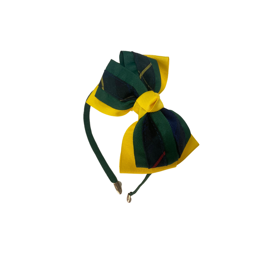 2 Layer Ribbon Plaid Bow On Headband - Plaid 55