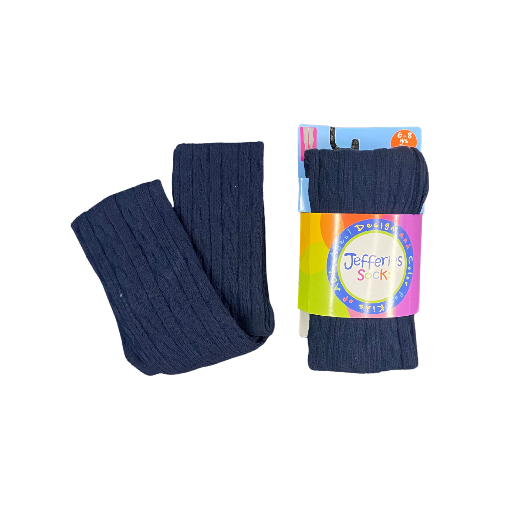 Jefferies Navy Cable Knit Tights - 1 pair