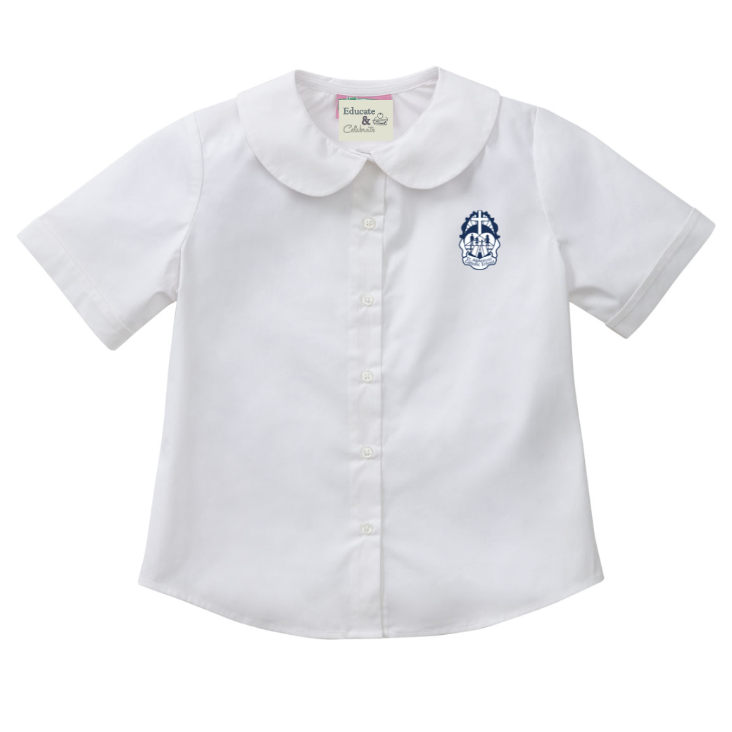 St. Alphonsus Peter Pan Blouse Short Sleeve Shirt (Girls) - ELD EMB