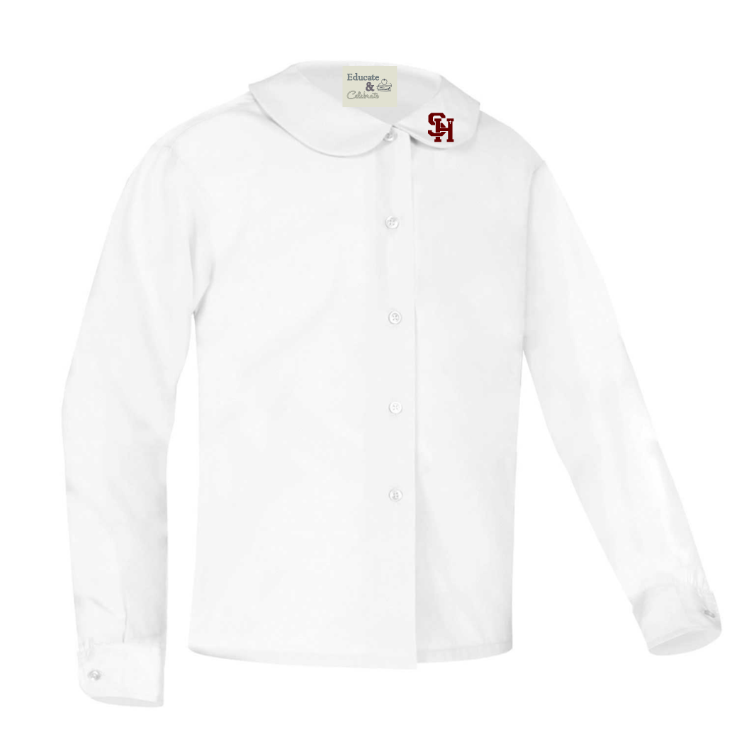 Sacred Heart Peter Pan Blouse Long Sleeve Shirt (Girls) - Elderwear