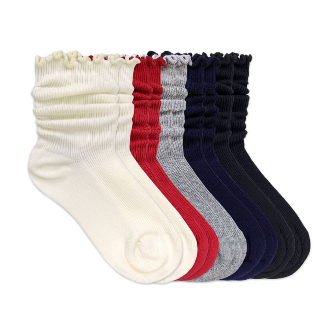 Navy Seamless Ripple Edge Turn Cuff Crew Socks - 1 Pair