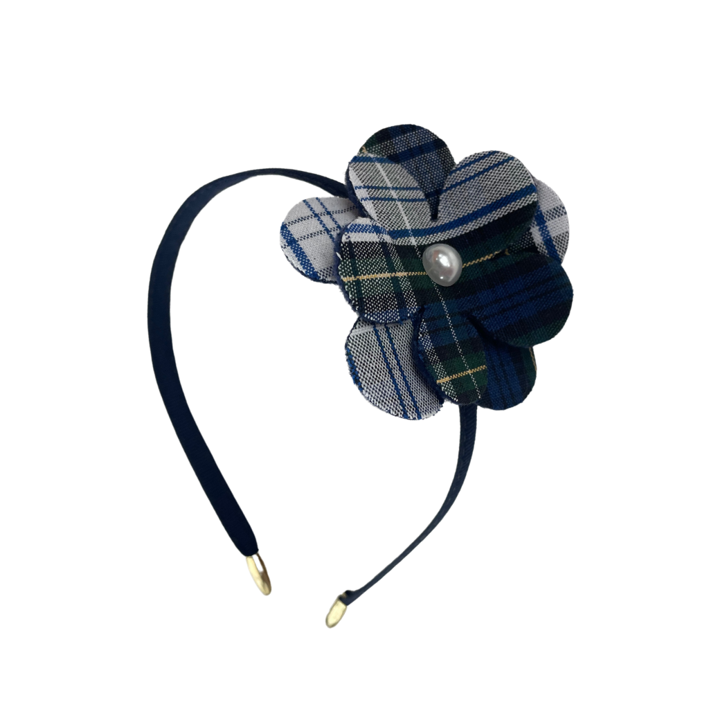 Sunflower Bow On Headband - Plaid 80