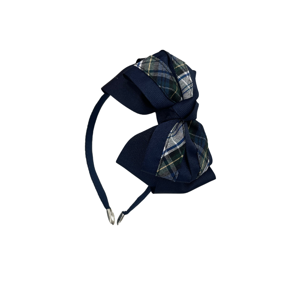 2 Layer Ribbon Plaid Bow On Headband - Plaid 80