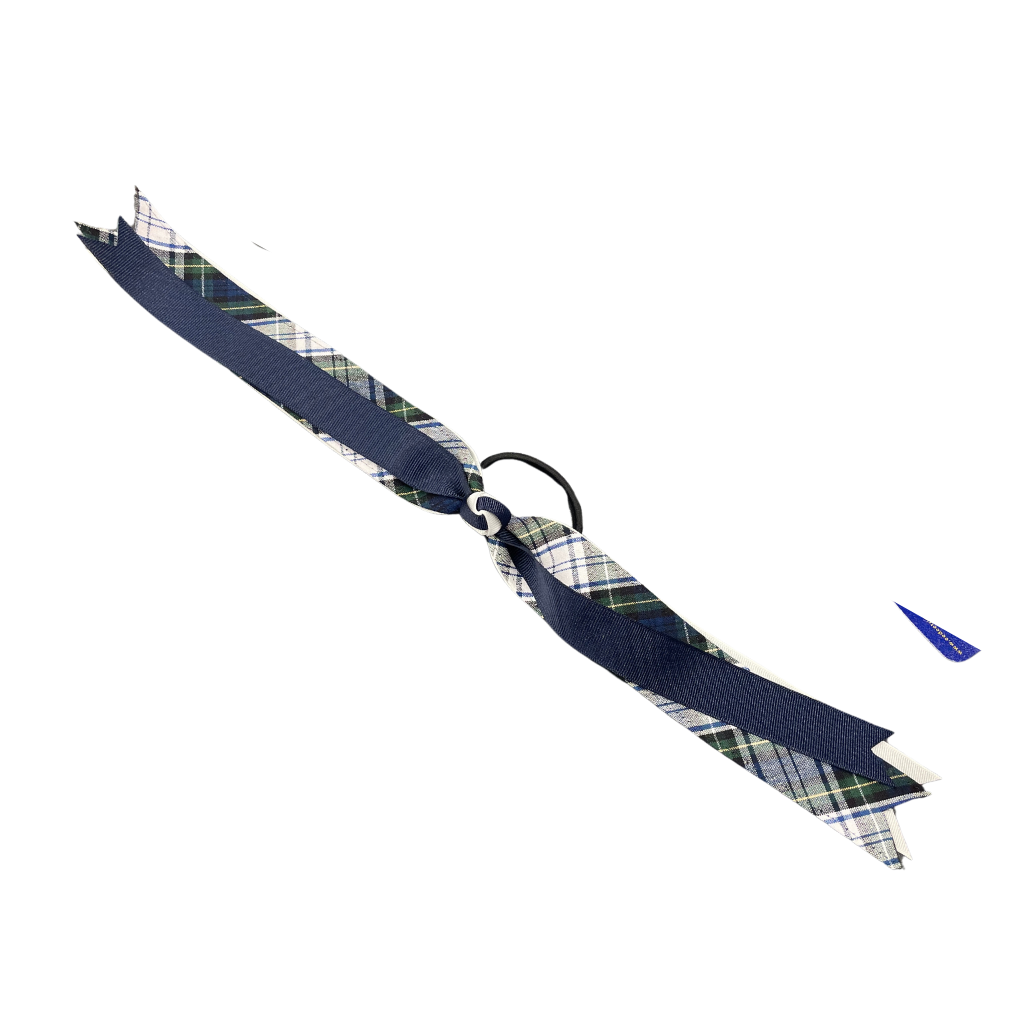 Wide Plaid & Ribbon Streamer Bow -Plaid 80