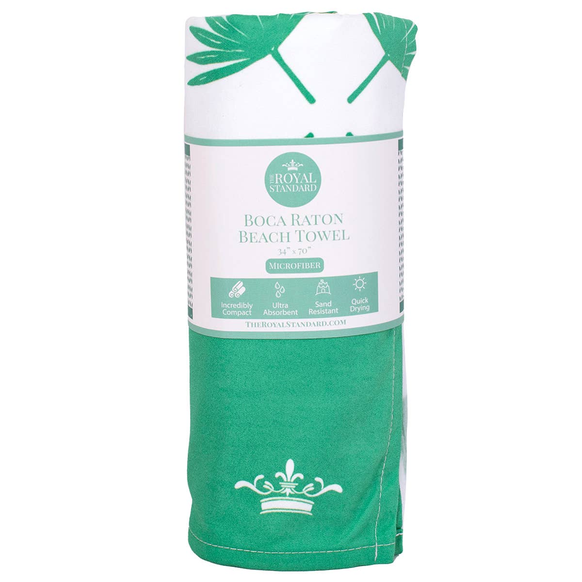 Boca Raton Beach Towel   Emerald/White   34x70