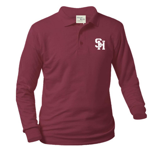 Sacred Heart Knit Polo Long-Sleeve Shirt (Unisex)
