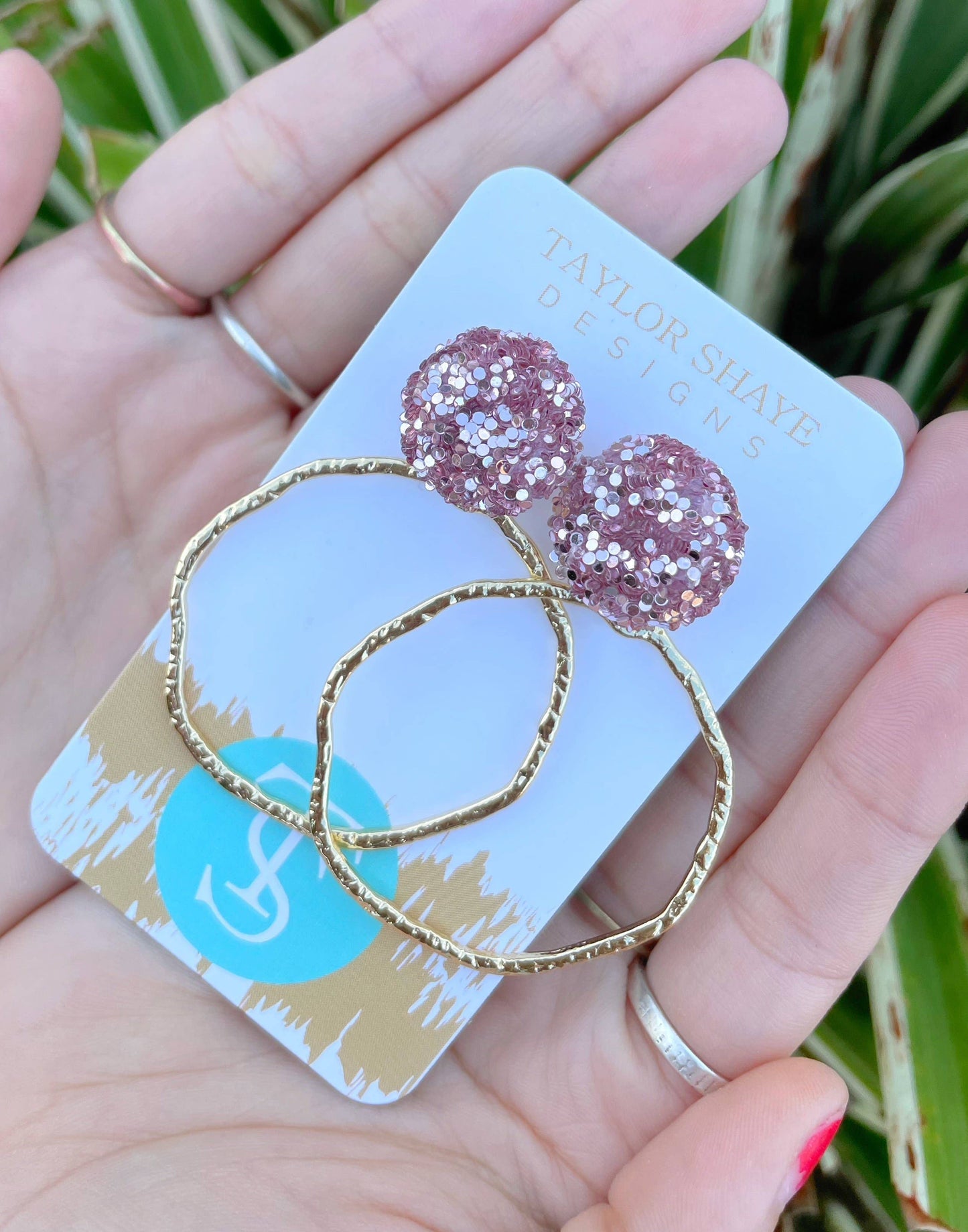 Glitter Top Hoops