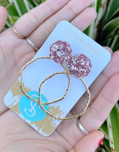 Glitter Top Hoops