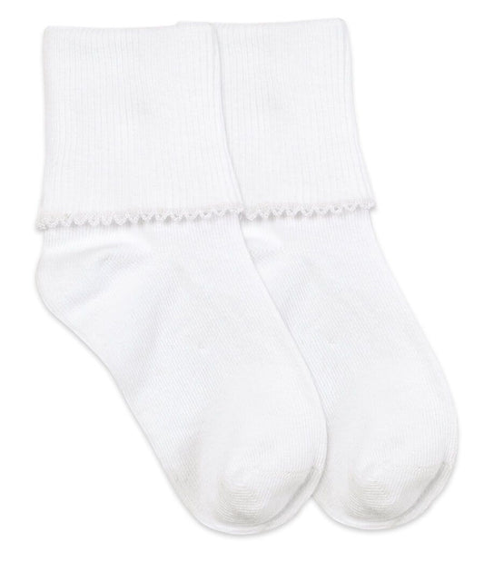 Smooth Toe Tatted Edge Turn Cuff Socks - 1 Pair