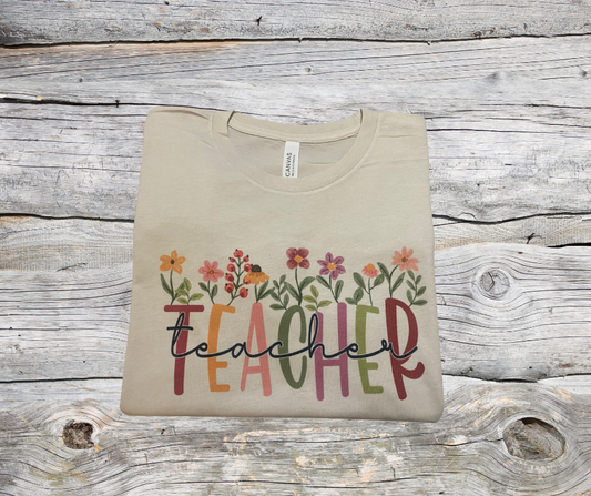 Floral Teacher T-Shirt