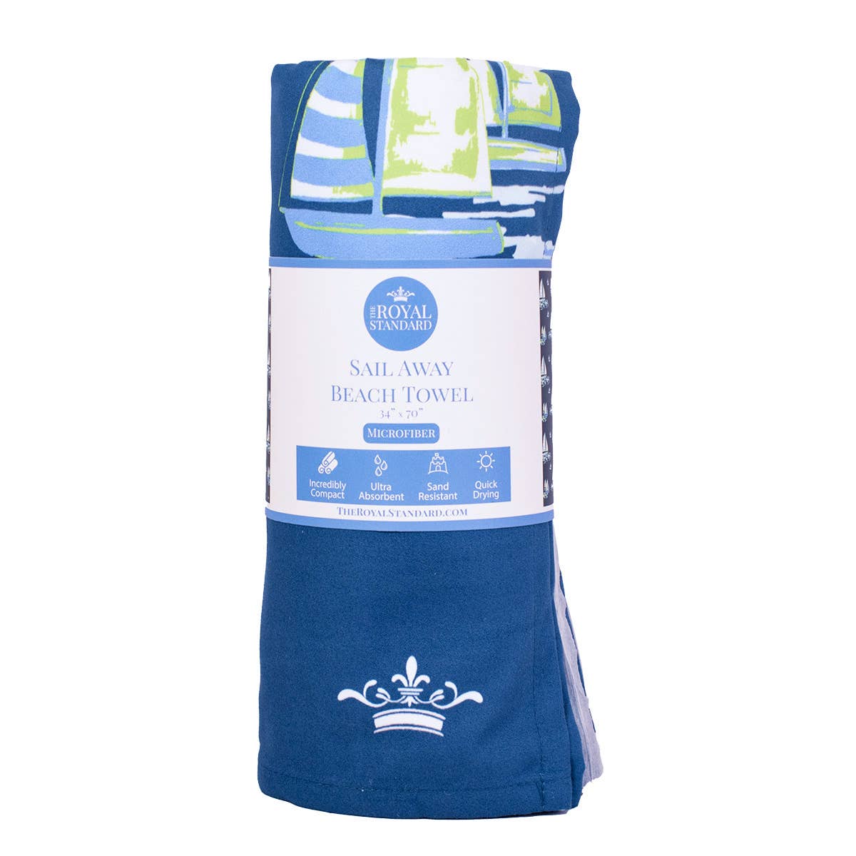Sail Away Beach Towel   Royal/Palace   34x70