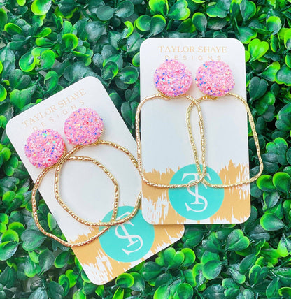 Glitter Top Hoops