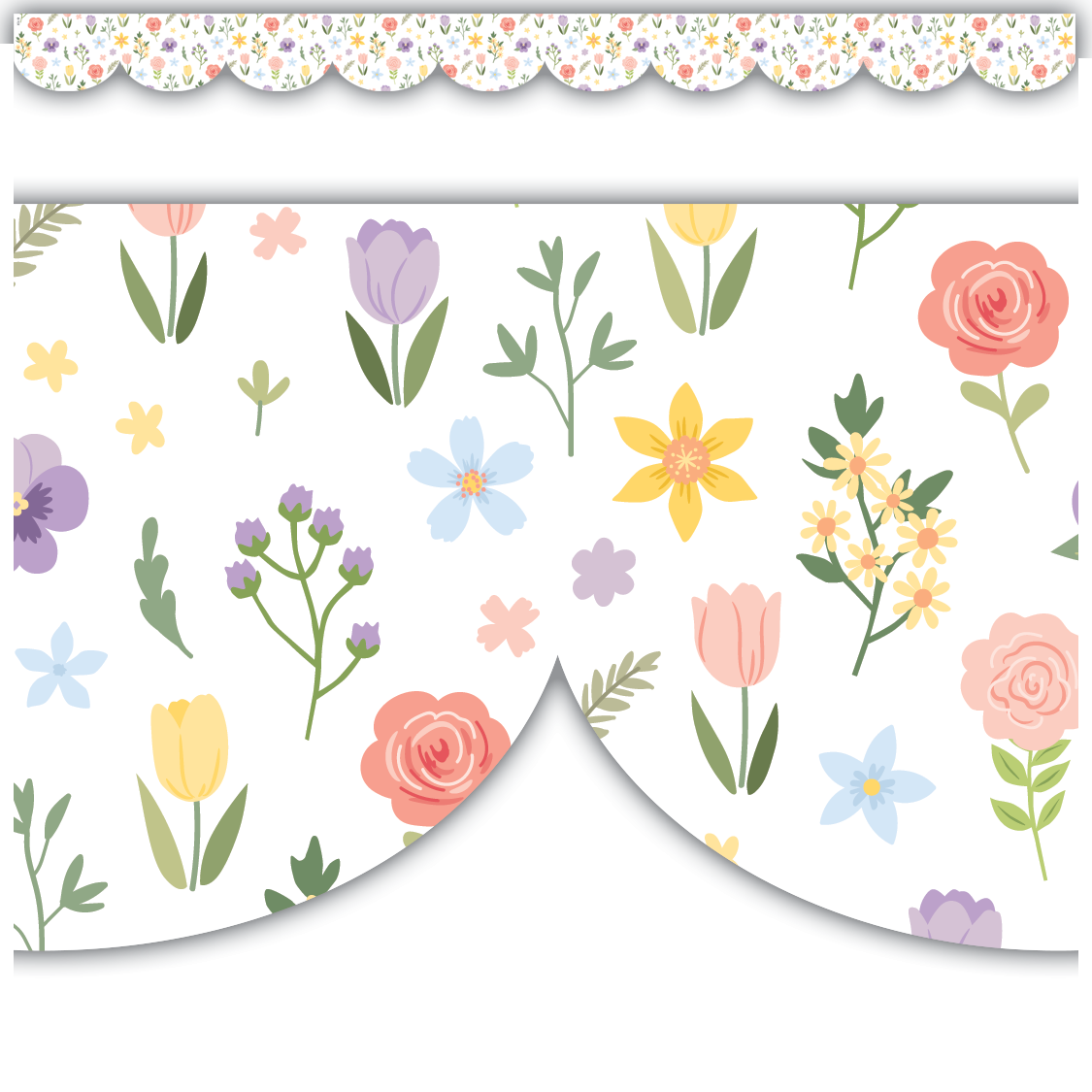 Spring Garden Scalloped Die-Cut Border Trim