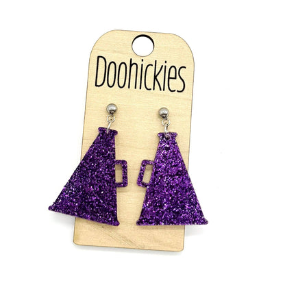 Glitter Cheer Megaphone Dangles - Custom Spirit Earrings