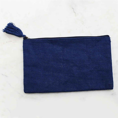 Jute Cosmetic Bag   Navy   10x6