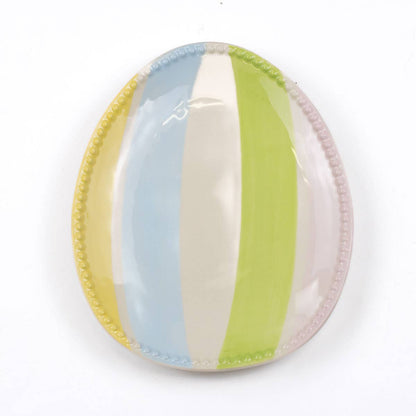 Candy Stripe Egg Plate   White/Multi   8.75x7.25