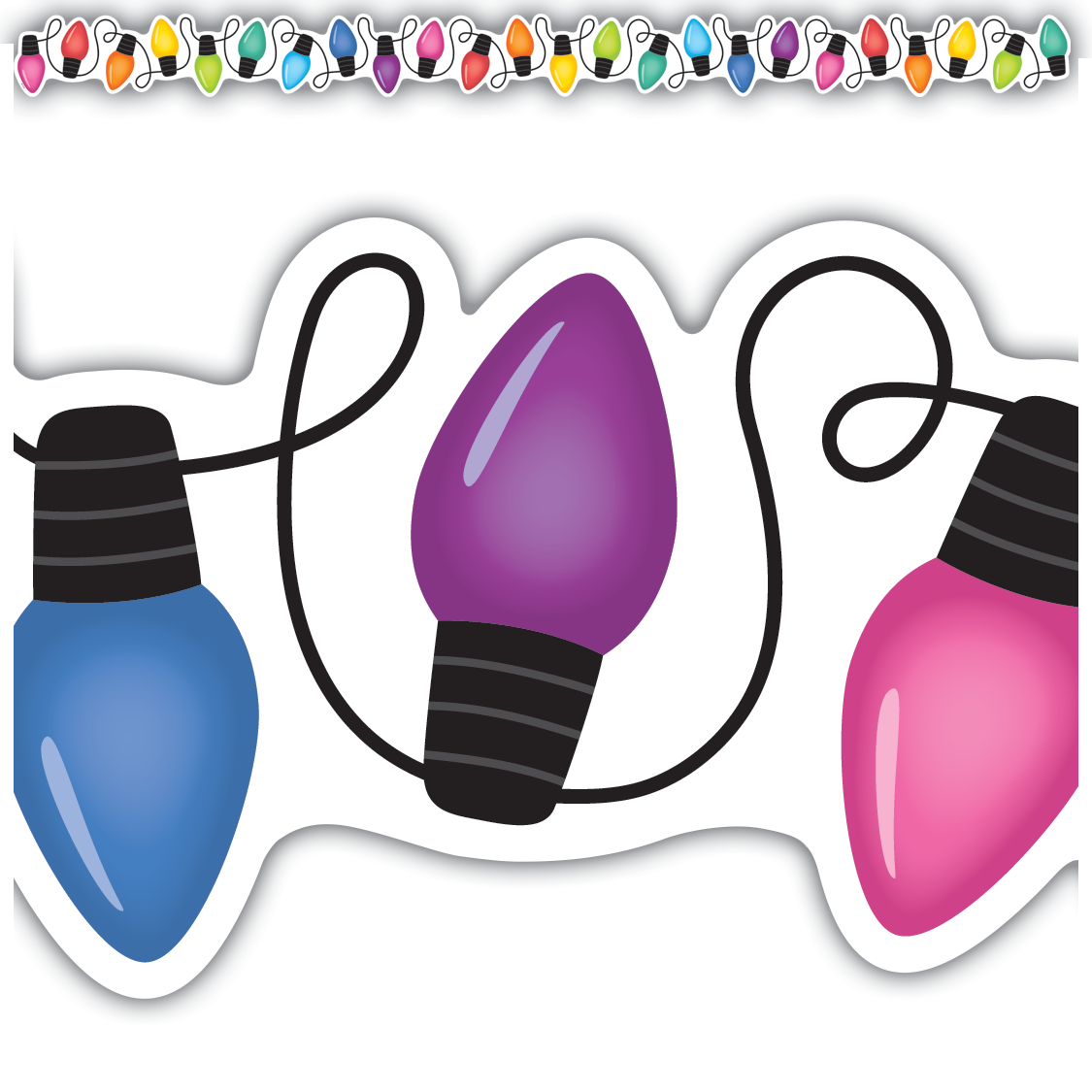 Colorful Holiday Lights Die-Cut Border Trim