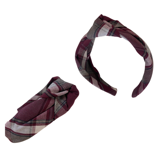 Plaid Covered Headband Knot On Top - Plaid 54