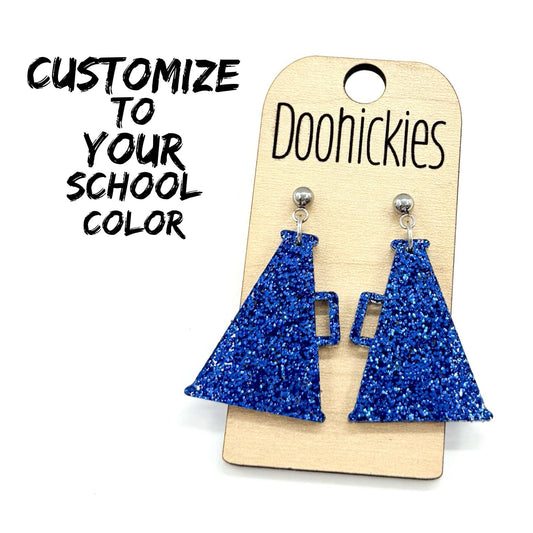 Glitter Cheer Megaphone Dangles - Spirit Earrings
