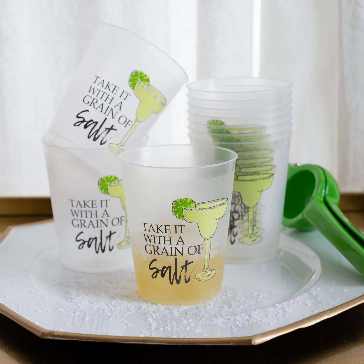 Grain of Salt Party Cups   Frosted/Multi   16oz   Set of 10