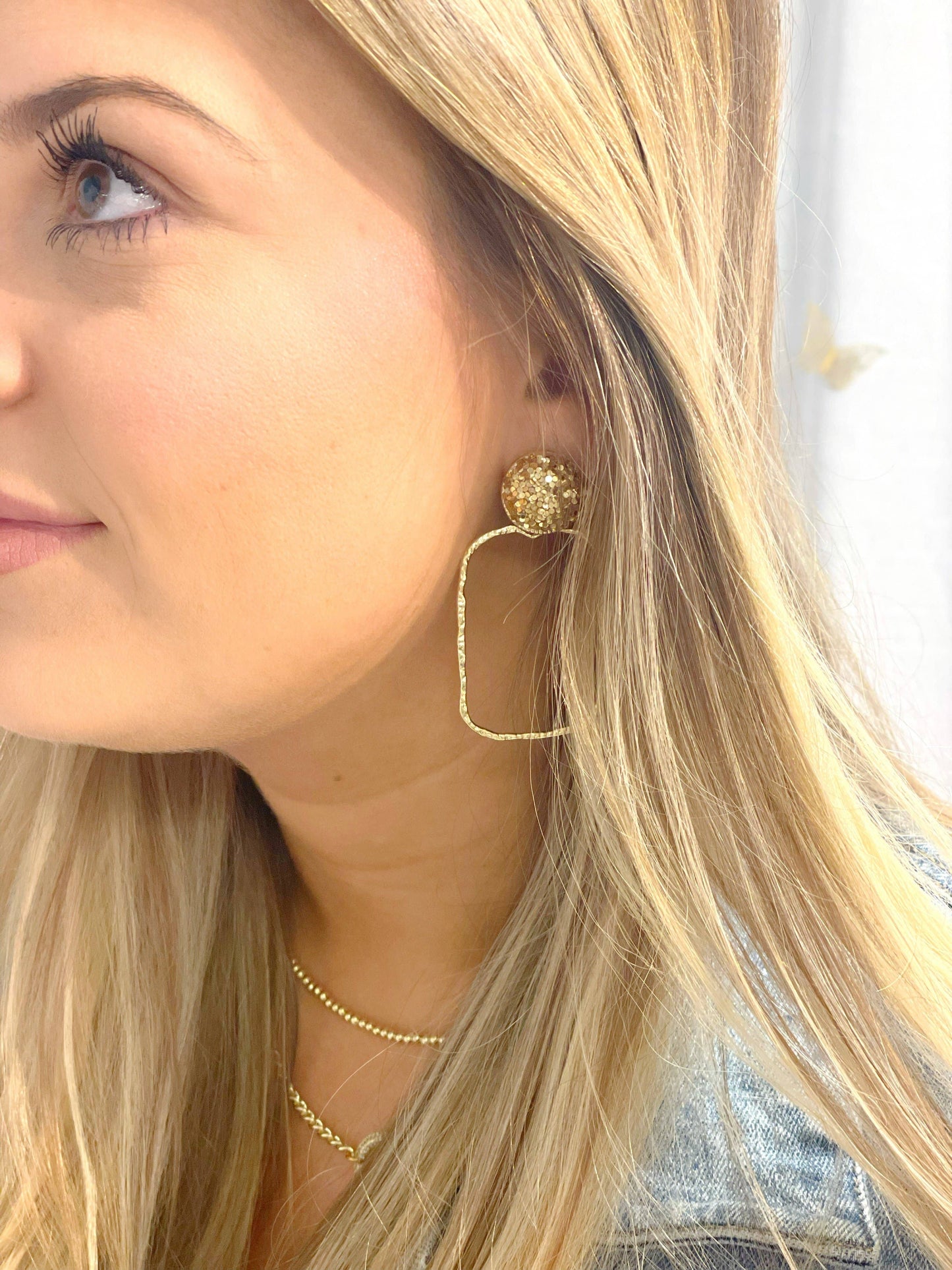Glitter Top Hoops