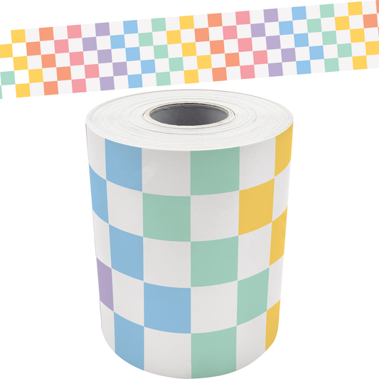 Cool for School Checkers Straight Rolled Border Trim