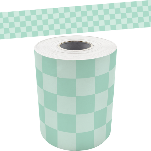 Cool for School Green Checkers Straight Rolled Border Trim