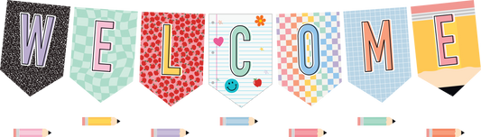 Cool for School Pennants Welcome Bulletin Board