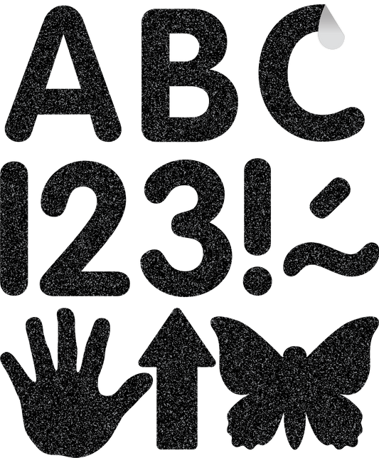 Black Glitz 2" Classic Self-Adhesive Letters Uppercase