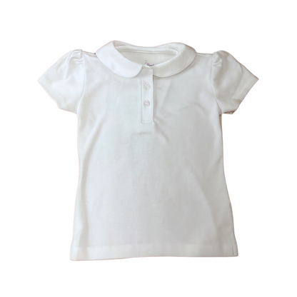 St. Alphonsus (White) Puff Sleeve Girls Round Collar Short Sleeve Polo