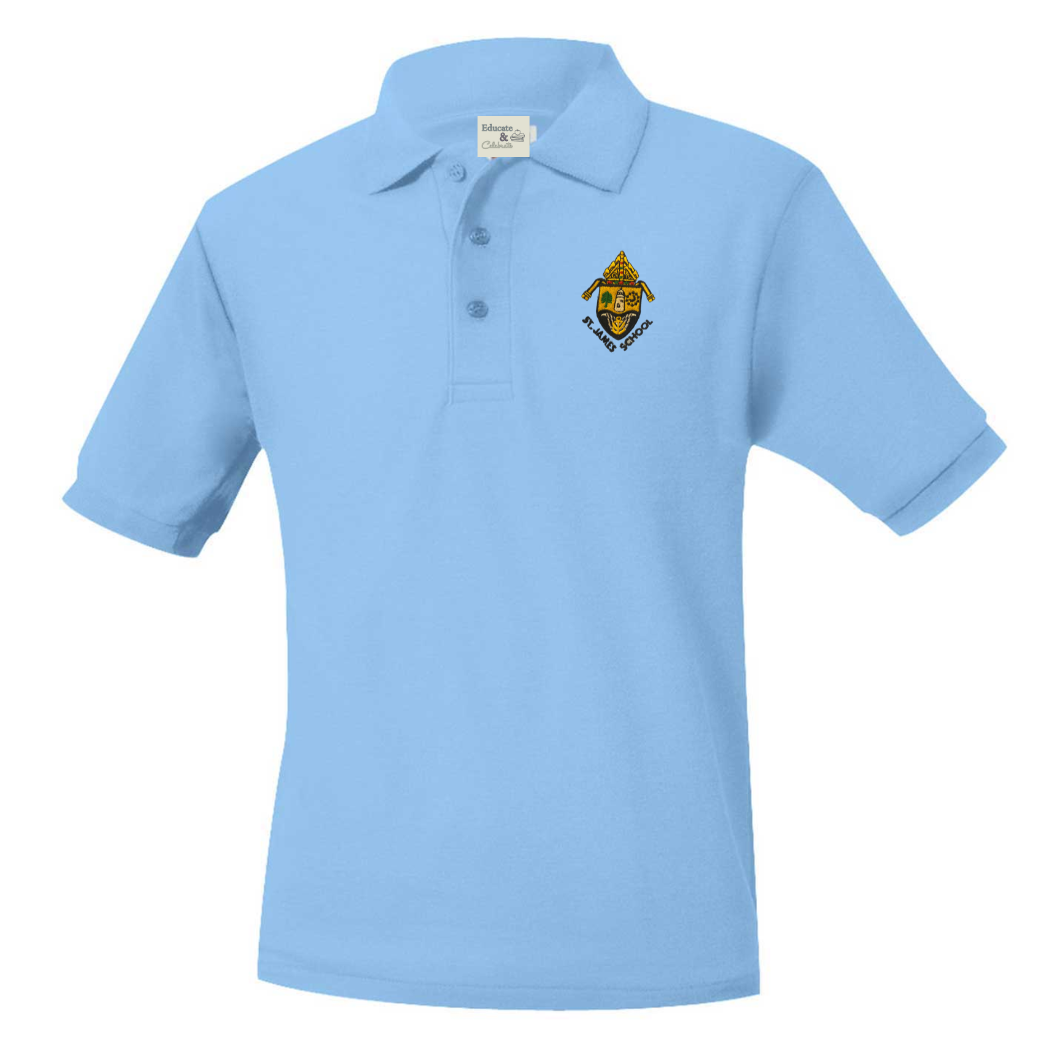 St. James Light Blue Knit Short-Sleeve Polo (Unisex)