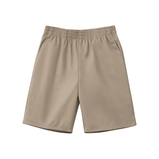 Pull-On Elastic Waist Shorts - Khaki