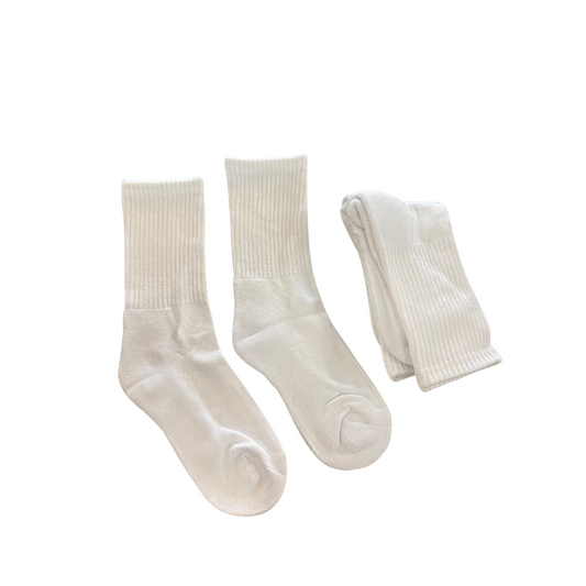 Unisex Athletic Crew Socks 3 pack- White