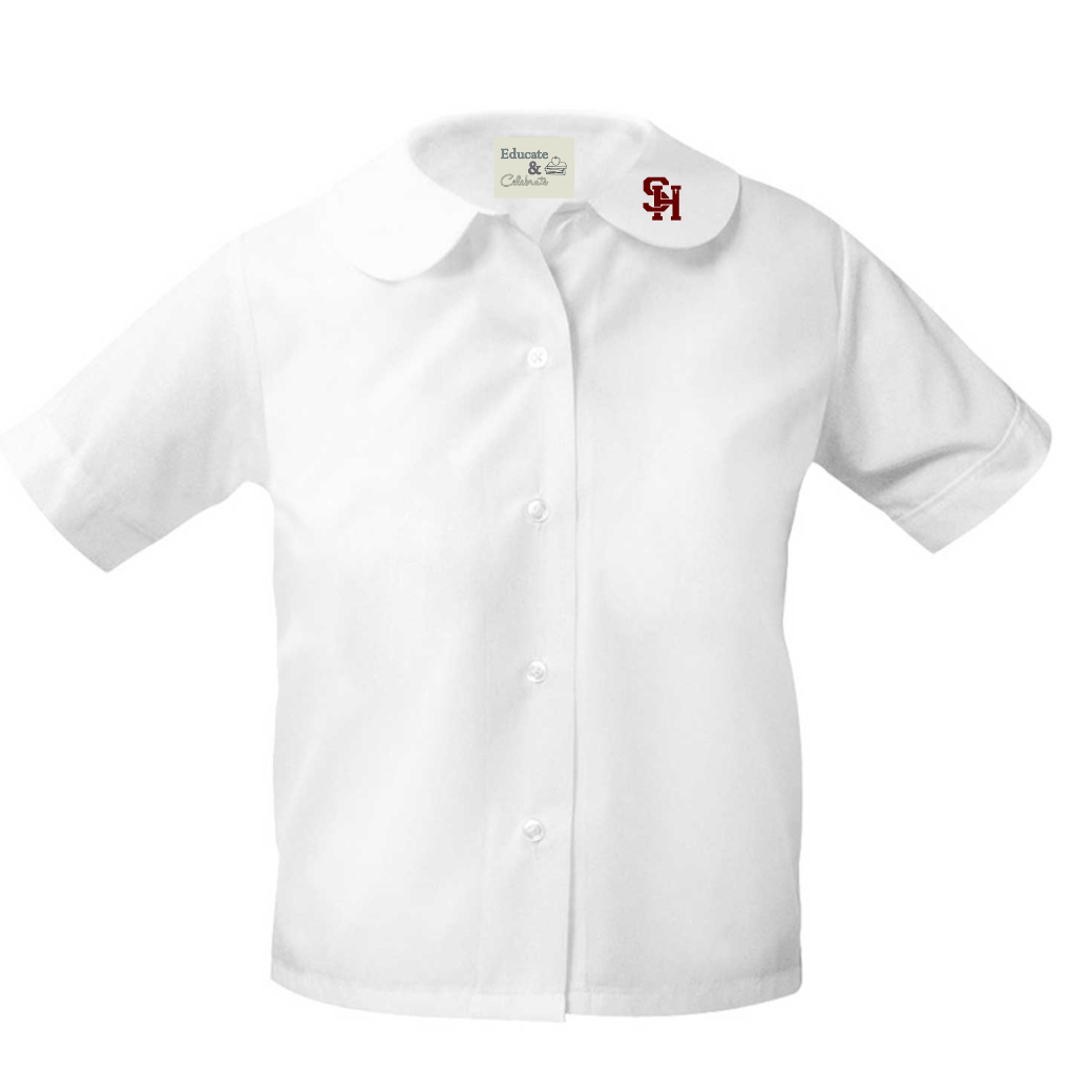 Sacred Heart Peter Pan Blouse Short Sleeve Shirt (Girls) - Elderwear