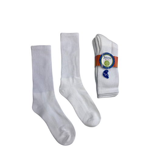 Jefferies Socks- White Crew Socks