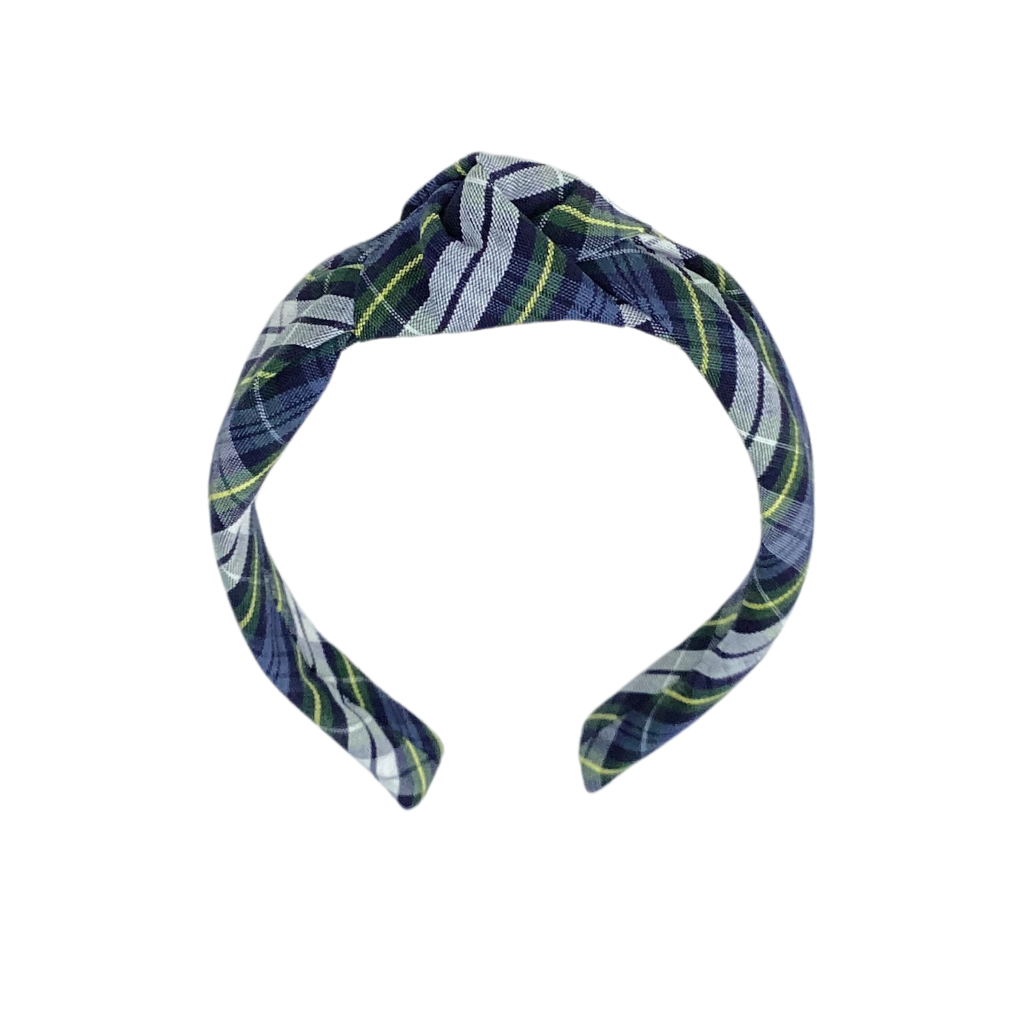 Holy Trinity Plaid Covered Headband Knot On Top