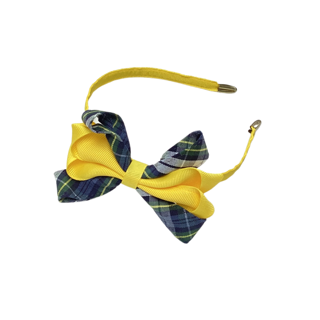 Holy Trinity Headband with Plaid Carnival Bow