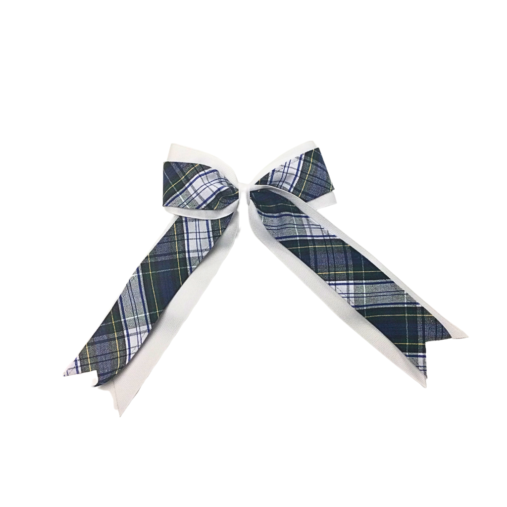 Plaid 2-Layered Cheer Bow on French Clip- Plaid 80