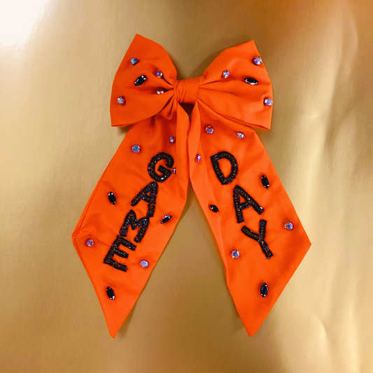 Gameday Beaded Bow - Orange